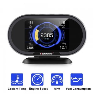 HUD Οθόνη 3,5 Ενδείξεων Αυτοκινήτου EOBD + OBD2 - Μαύρο KONNWEI-KW-206