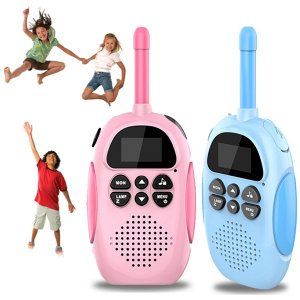 Σετ 2 Παιδικά Ασύρματα  Walkie Talkie με Φακό LED με VOX &amp; 22 Κανάλια - Πομποδέκτες Children Intercom - Χρώματος Μπλε &amp; Ροζ