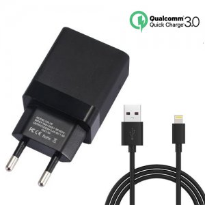 Αντάπτορας USB Ταχυφορτιστής 3A Κινητού με Καλώδιο Lightning USB Andowl Quallcomm Quick Charge 3.0 - Fast Smart Charger