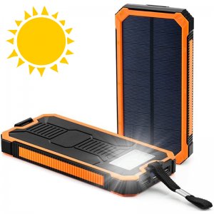 Heavy Duty Ηλιακό Powerbank &amp; Φακός LED - Φορητή Μπαταρία Φορτιστής &amp; Φωτιστικό Επιβίωσης Ηλιακό Πάνελ Υψηλής Ισχύος 2A - Solar USB Charger Πορτοκαλί