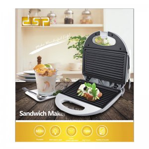 DSP Τοστιέρα , Γκριλιέρα με Ραβδωτές Πλάκες 750W - Sandwich Maker KC1159 -  Λευκό