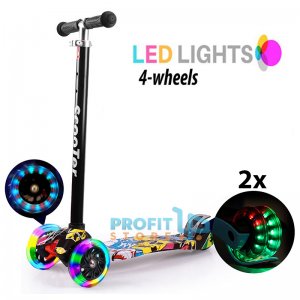 Quad Πρωτοποριακό Παιδικό Πατίνι με 4 LED Φωτιζόμενους Τροχούς &amp; Φρένο Glider Scooter Comic OEM
