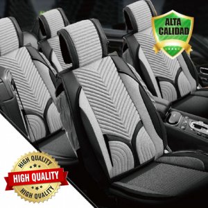 Premium Σετ Universal Ανατομικά Καλύμματα Καθισμάτων Αυτοκινήτου από Αφρώδες Ύφασμα σε Γκρι Χρώμα και Pu Leather με Μαύρες Λεπτομέρειες 7τμχ