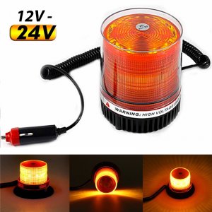 Αδιάβροχος 12V - 24V Φάρος Αυτοκινήτου με Μαγνητική Βάση &amp; Στροβοσκοπικό Φώς Led για Αυτοκίνητο, Φορτηγό, Ρυμουλκό Σκάφους, Εκχιονιστικά Μαύρο