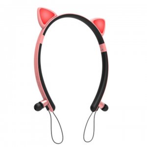 Bluetooth Ασύρματα Ακουστικά Ψείρες με Μαγνήτη, Στερεοφωνικά &amp; LED Αυτάκια Γάτας - Luminous Wireless Earphone Cat Ear ZW-29 Ροζ OEM