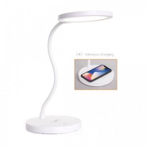 Επιτραπέζιο Φωτιστικό Γραφείου Led Ring με Βάση Ασύρματης Φόρτισης 4.5w Λευκό