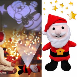 XMAS Starry Teddy Προτζέκτορας Αστεριών, Λούτρινο Αρκουδάκι 30cm &amp; Χριστουγεννιάτικο Φωτιστικό LED Νανουρίσματος - Άγιος Βασίλης Santa Claus