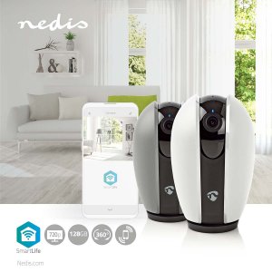 Mini Ασύρματη IP WiFi Nedis Κάμερα 720p HD με Νυχτερινή Λήψη, Ανιχνευτή Κίνησης, Pan,Tilt &amp; Αμφίδρομη Επικοινωνία Baby Monitor