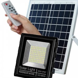 Ηλιακός Προβολέας LED, 40W, Αδιάβροχος IP67 με Φωτοβολταϊκό Πάνελ, Τηλεχειριστήριο &amp; Χρονοδιακόπτη, GD-8640