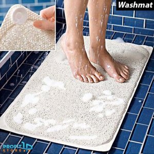 WashMat Αντιμικροβιακό Χαλάκι &amp; Σφουγγάρι Απολέπισης Ποδιών με Βεντούζες Ντουζιέρας , Μπανιέρας