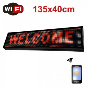 WiFi Αδιάβροχη Ηλεκτρονική Πινακίδα Μονής Όψης με Κυλιόμενη Επιγραφή Κόκκινα LED 135x40cm