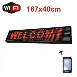 WiFi Αδιάβροχη Ηλεκτρονική Πινακίδα Μονής Όψης με Κυλιόμενη Επιγραφή Κόκκινα LED 167x40cm