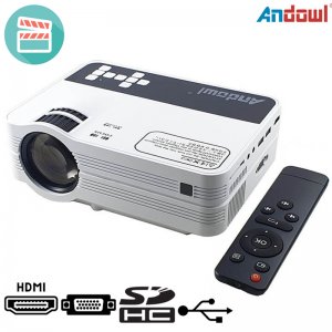 Προτζέκτορας Τεχνολογίας Προβολής DLP LED, 1080 p, 16:9, 4500 Ansi Lumens, με Τηλεχειριστήριο, HDMI, VGA, USB, SD Card, Λευκός, Projector Andowl Q-A17