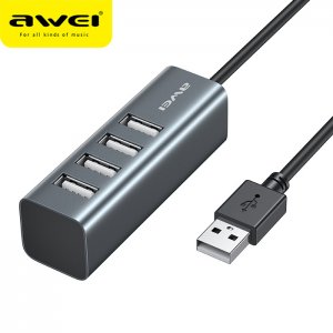 Mini USB UB 2.0 με 4 Θύρες για Υπολογιστές + Φόρτιση Συσκευών Awei - Συμβατό με Macbook - Docking Station
