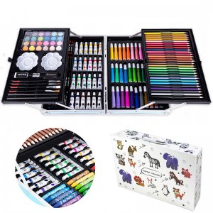KidsArt Πλήρες Σετ Βαλιτσάκι Ζωγραφικής 145τμχ Παιδικό με Κηρομπογιές, Μαρκαδόρους, Ξυλομπογιές, Νερομπογιές, Πινέλα 35cm - Children Art Set
