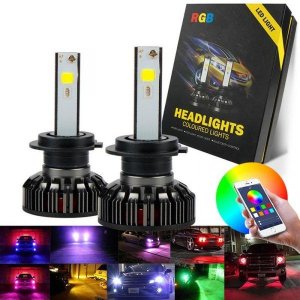 LED Φώτα Πορείας RGB H7 Αυτοκινήτου COB Ελεγχόμενα με Bluetooth &amp; App Εφαρμογή Κινητού 40W 6000lumen
