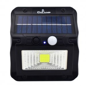 Μίνι Αδιάβροχο Ηλιακό Φωτιστικό 16 LED COB με Ενσωματωμένο Ηλιακό Συλλέκτη Solar Panel Εξωτερικού Χώρου 8W &amp; Ανιχνευτή Κίνησης Cclamp cl-108 Μαύρο