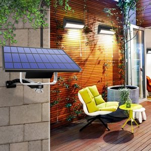 Αδιάβροχο Διπλό Ηλιακό Φωτιστικό 30 LED 2τμχ με Κορδόνι Ενεργοποίησης &amp; Ανιχνευτή Κίνησης IP65 Μαύρο