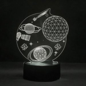 Τρισδιάστατο LED Φωτιστικό USB Διάστημα, 3D, Θερμό Λευκό Φως σε Χαραγμένο Πλέξιγκλας, OEM