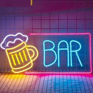 LED Φωτιζόμενη Διαφημιστική Πινακίδα BAR Έγχρωμη με Ακρυλική Πλάκα 60x30cm