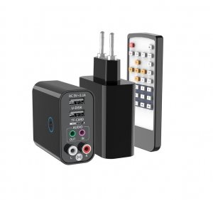 Andowl Πομπός Ήχου Δέκτης 2RCA Aux Wireless Audio Adapter με Τηλεχειριστήριο &amp; Υποστήριξη Κάρτας TF &amp; USB Flashdrive Φορτιστής Τοίχου Κ16
