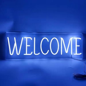 Μεγάλη LED Φωτιζόμενη Πινακίδα WELCOME με Ακρυλική Πλάκα 60x20cm