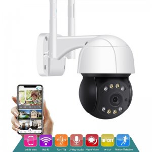 Αδιάβροχη Έξυπνη PTZ Κάμερα Ασφαλείας IP WiFi - Ethernet HQ 2MP, Pan , Tilt με Αισθητήρα Κίνησης, Αpp Κινητού, Νυχτερινή Λήψη, Ηχείο, Μικρόφωνο