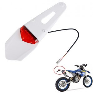 Universal Φτερό Πίσω Enduro με Φανάρι LED με Κόκκινο Κρύσταλλο 12V MSDURO11 - Λευκό
