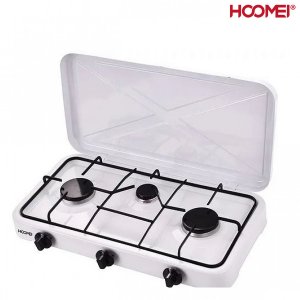 Hoomei Τριπλή Επιτραπέζια Εστία Υγραερίου με Σιδερένια Πλέγματα HM-563T Λευκή