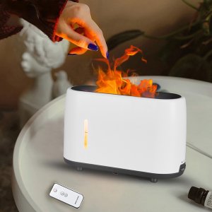 HumiFire Υγραντήρας Υπερήχων &amp; Αρωματοθεραπείας Andowl με LED Φωτισμό Εφέ Φλόγας 240ml - Aroma Diffuser Flame Λευκό