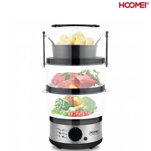 Hoomei Ατμομάγειρας 500W 7.5lt με 3 Επίπεδα Μαγειρέματος &amp; Χρονοδιακόπτη