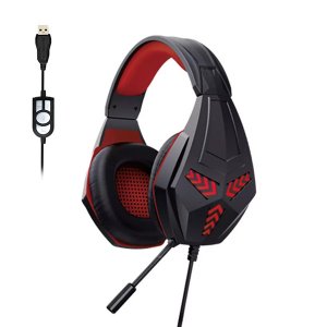 KOMC Ενσύρματα Gaming Ακουστικά Κεφαλής με Μικρόφωνο &amp; Σύνδεση USB G321 - Κόκκινο
