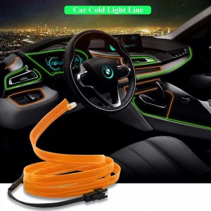 3m Slim Διακοσμητική Ταινία Neon LED Εσωτερικός Φωτισμός Αυτοκινήτου 12V Πορτοκαλί