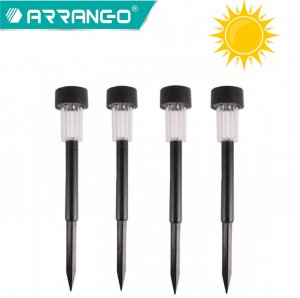 ARRANGO Σετ 4x Αδιάβροχο Επιδαπέδιο Ηλιακό LED Φωτιστικό - Πάσσαλος 2.5W Κήπου Inox