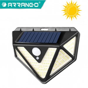 ARRANGO Αδιάβροχο Επιτοίχιο Ηλιακό Φωτιστικό LED Εξωτερικού Χώρου με Αισθητήρα Κίνησης - 3 Λειτουργίες Φωτισμού &amp; Ευρυγώνιο Φωτισμό 270º