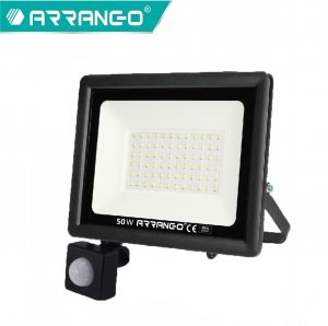ARRANGO LED Αδιάβροχος Προβολέας 50W Εξωτερικού Χώρου Ψυχρού Φωτισμού με Αισθητήρα Κίνησης