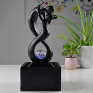 Διακοσμητικό Συντριβάνι με LED Φωτισμό 14x14x31cm Μαύρο - Moderne Amor Fountain