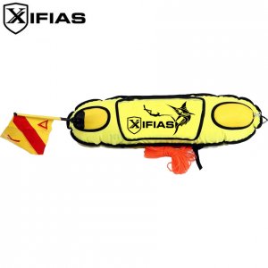 Xifias Σημαδούρα Δύτη Ψαροντούφεκου Κυλινδρική Διπλού Θαλάμου με Κάλυμμα - Αποσπώμενη Σημαία &amp; Σχοινί 20m