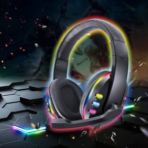 EZRA Gaming LED Ακουστικά Κεφαλής On Ear USB με Μικρόφωνο - Wired Headset Headphones