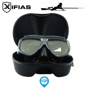 Xifias Καταδυτική Μάσκα Carbon Φινίρισμα Σιλικόνης Tempered Glass με Θήκη Μεταφοράς