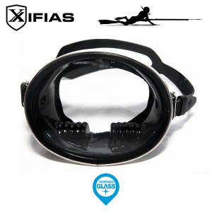 Xifias Καταδυτική Μάσκα Σιλικόνης Στρογγυλή Tempered Glass Silicone Inox Black