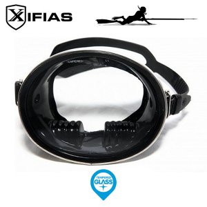 Xifias Καταδυτική Μάσκα Λαστιχένια Στρογγυλή Tempered Glass Rubber Black Inox