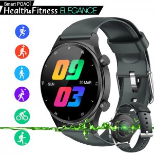 Health &amp; Fitness Elegance Νέας Γενιάς Αδιάβροχο Βιομετρικό Ρολόι 45mm HD Smart Watch με Πιεσόμετρο, Οξύμετρο, Παλμογράφο &amp; Μέτρηση Ύπνου Μαύρο
