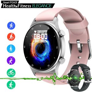 Health &amp; Fitness Elegance Νέας Γενιάς Αδιάβροχο Βιομετρικό Ρολόι 45mm IPS SmartWatch με Πιεσόμετρο, Οξύμετρο, Παλμογράφο, Μέτρηση Βημάτων &amp; Ύπνου Ροζ