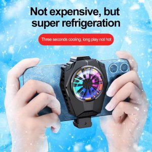Ψύκτρα Κινητού USB Andowl Gaming με RGB LED Φωτισμό Πολύχρωμο - Ανεμιστηράκι Ψύξης για Smartphone έως 6,5in - Μαύρο