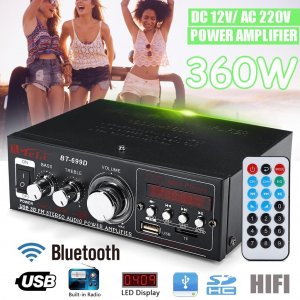 Στερεοφωνικός Ραδιοενισχυτής με Bluetooth και Τηλεχειριστήριο - 180W Μαύρος