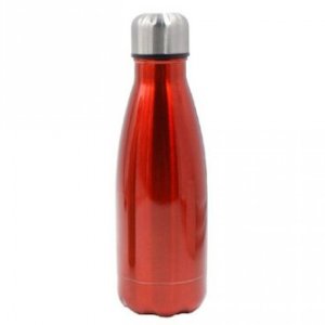 Ανοξείδωτο Θερμός 350ml με Βιδωτό Καπάκι &amp; Εφέ Μετάλλου - Metal Effect Thermos - Κόκκινο