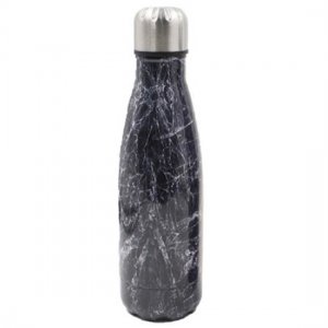 Ανοξείδωτο Θερμός 500ml με Βιδωτό Καπάκι &amp; Εφέ Μαρμάρου - Marble Effect Thermos Μαύρο