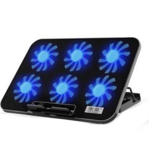 Αντιολισθητικό Cooling Pad για Laptop &amp; Notebook 9-17 Ιντσών με  6 Ανεμιστήρες με Μπλε LED &amp; Ρυθμιζόμενη Θέση σε 5 Διαφορετικές Γωνίες