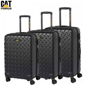 Σετ 3 Heavy Duty Βαλίτσες 50-60-70cm με Κλειδαριά INDUSTRIAL PLATE CAT 83688 με Βαλίτσα Καμπίνας Caterpillar - Black 01